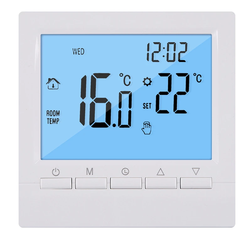 Programmierbarer digitaler Thermostat, 3 A, wöchentlicher Raumtemperaturregler für effiziente Heizung, weiße Hintergrundbeleuchtung