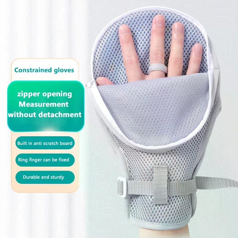 1Pair Restraint Gloves Finger Control Mitts Hand Infection Protectors Finger Hand Fixed Gloves For Elderly Patients