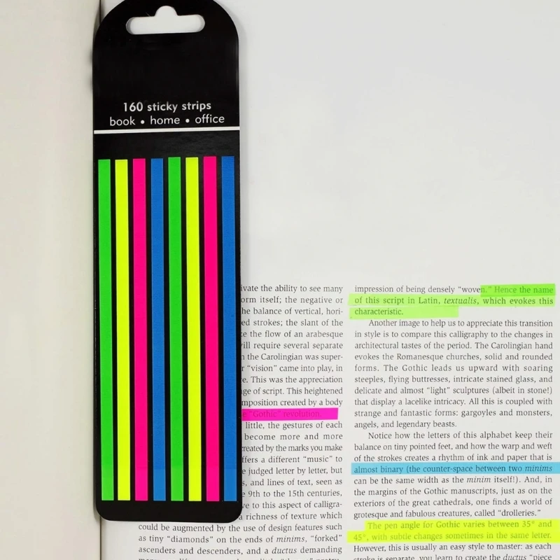 Colored Index Tabs Long Page-Markers Sticky Index Tabs Strips-Memo Note Tabs Translucent Sticky Notes School Supplies