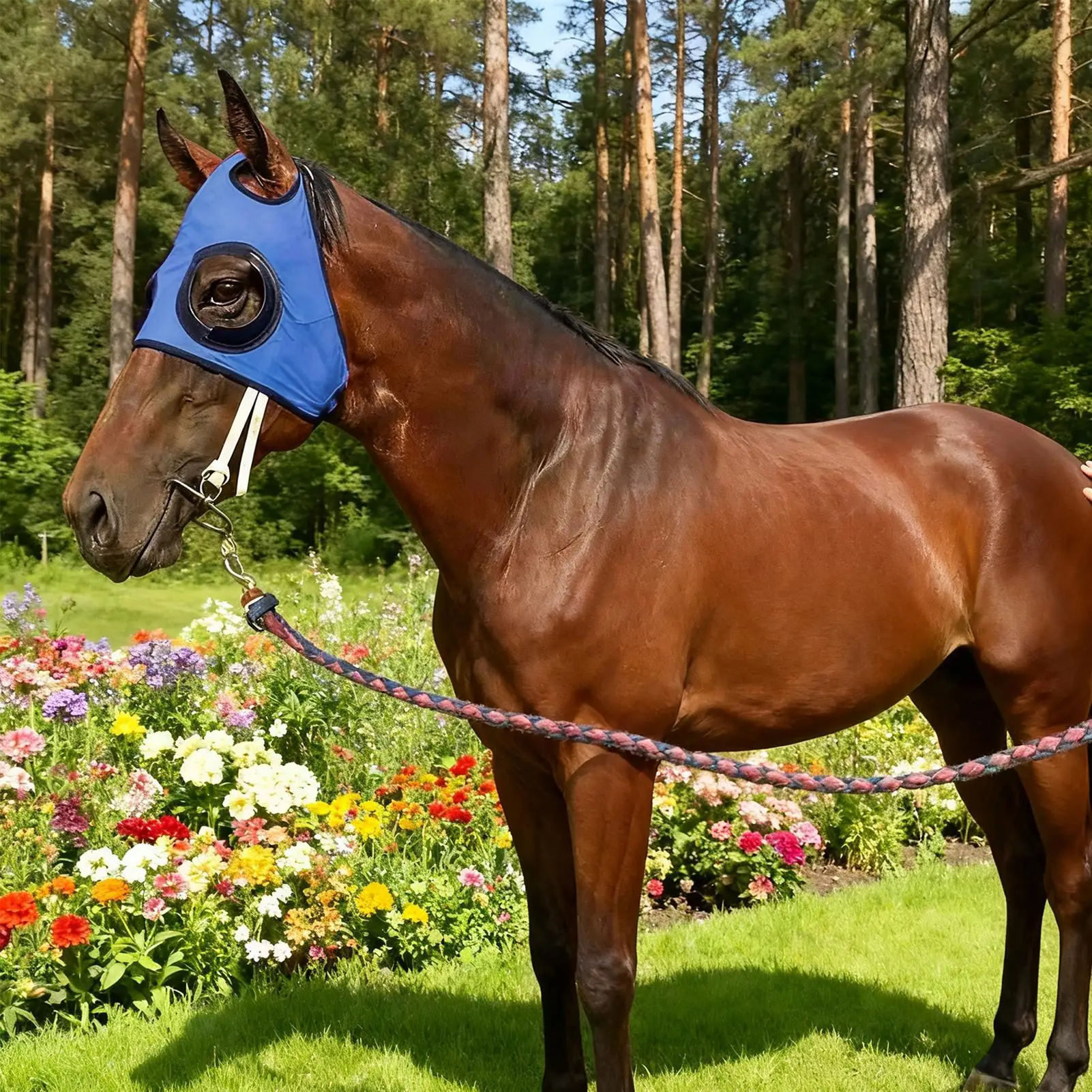 وامضات الحصان مع درع شبكي مضاد للرمل قابل للتنفس للعيون وتدريبات الفروسية وستائر المنافسة لركوب الخيل والسباق