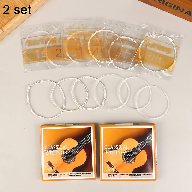 2Set Klassieke Gitaar Snaren Nylon Kern Bassen Verzilverd Koperlegering Wond Snaren Normale Spanning / 6-Snarige Set (028-043)