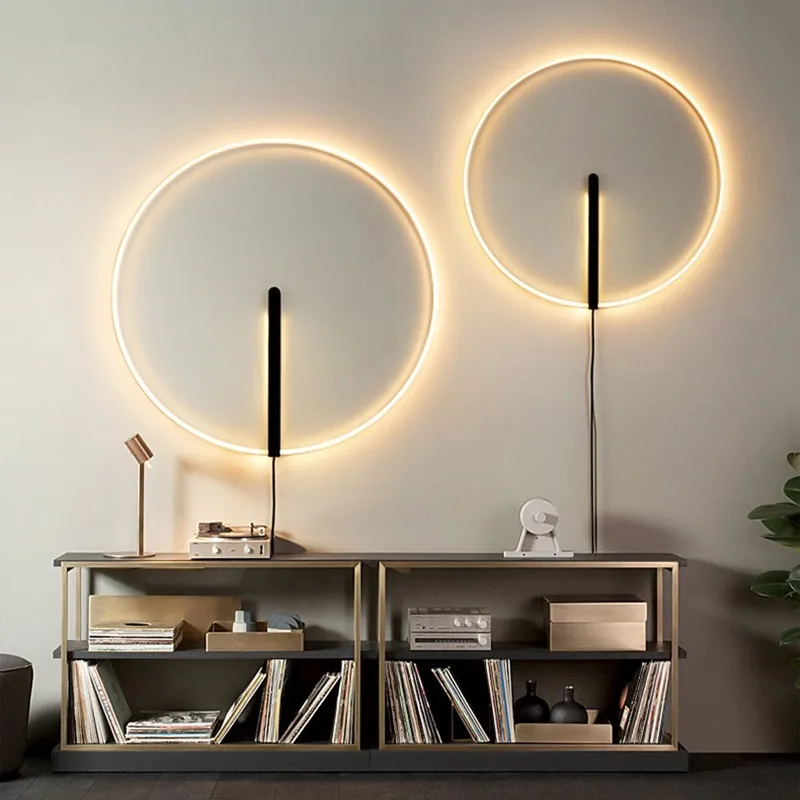 Lámpara de pared española minimalista moderna, lámpara de pared circular LED minimalista para sofá de sala de estar nórdica