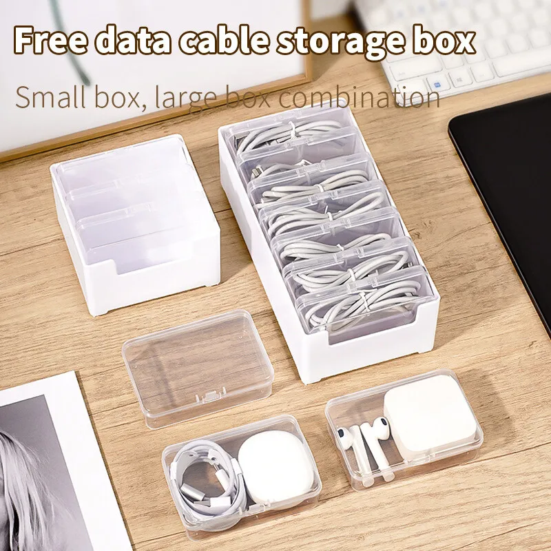Cable Organizer Box Jewelry Card Desk Storage Data Cable Storage Box Dustproof Card Organizer with Lid Clutter Collection Box