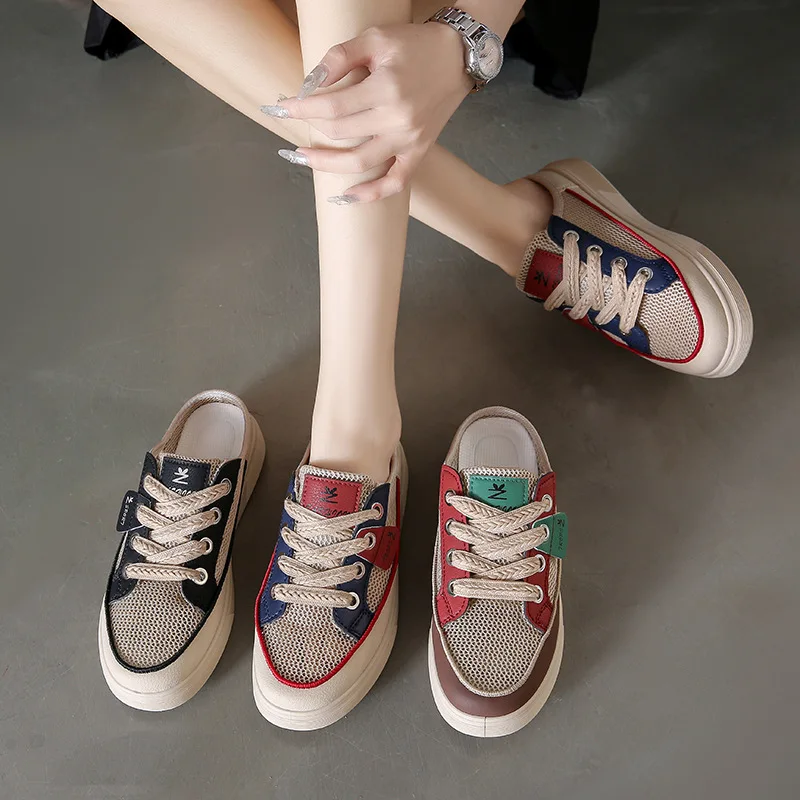 

Mesh Breathable Thick Soled Round Toe Women's Shoes for Height Increase Comfortable Soft and Casual Multifunctional Board Shoes