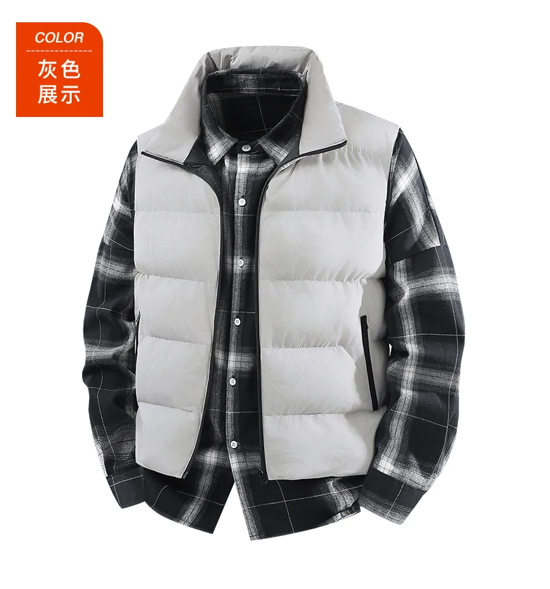 Lightweight Vest Jacket Men Autumn Winter Light Luxury Thick Warm Windproof Sleeveless Coat Man Casual Stand Collar Padded Vests