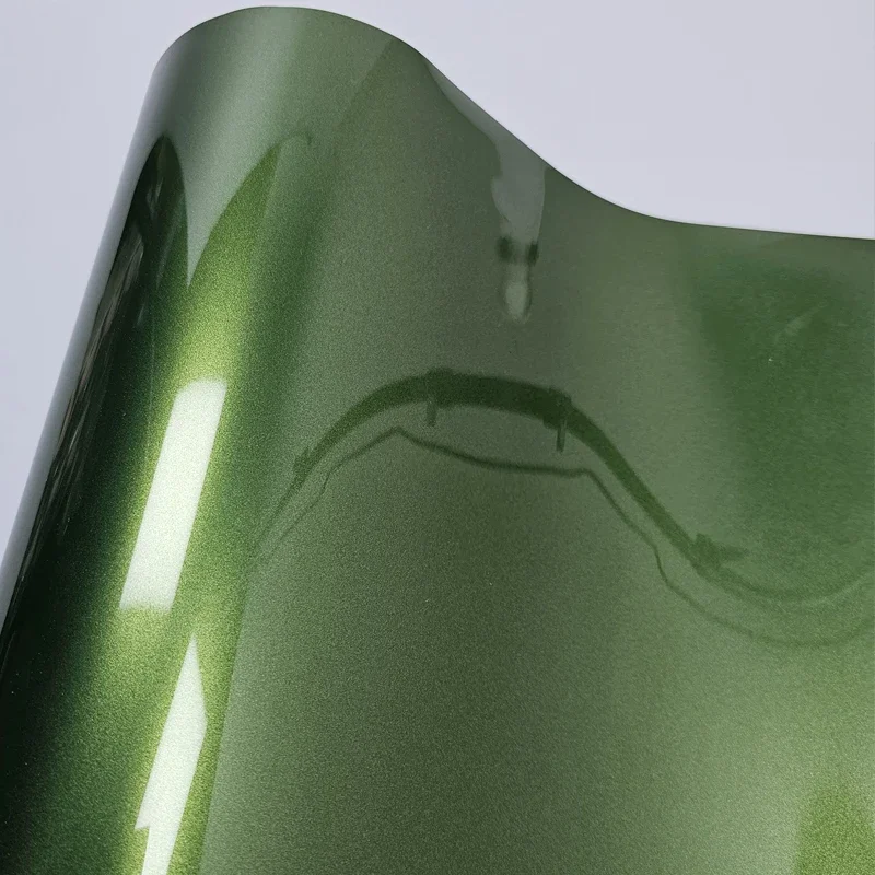 ملصق تغليف السيارة من الفينيل باللون الأخضر المعدني عالي اللمعان على غطاء محرك السيارة لغطاء فيلم السيارة ورقائق التغليف #5