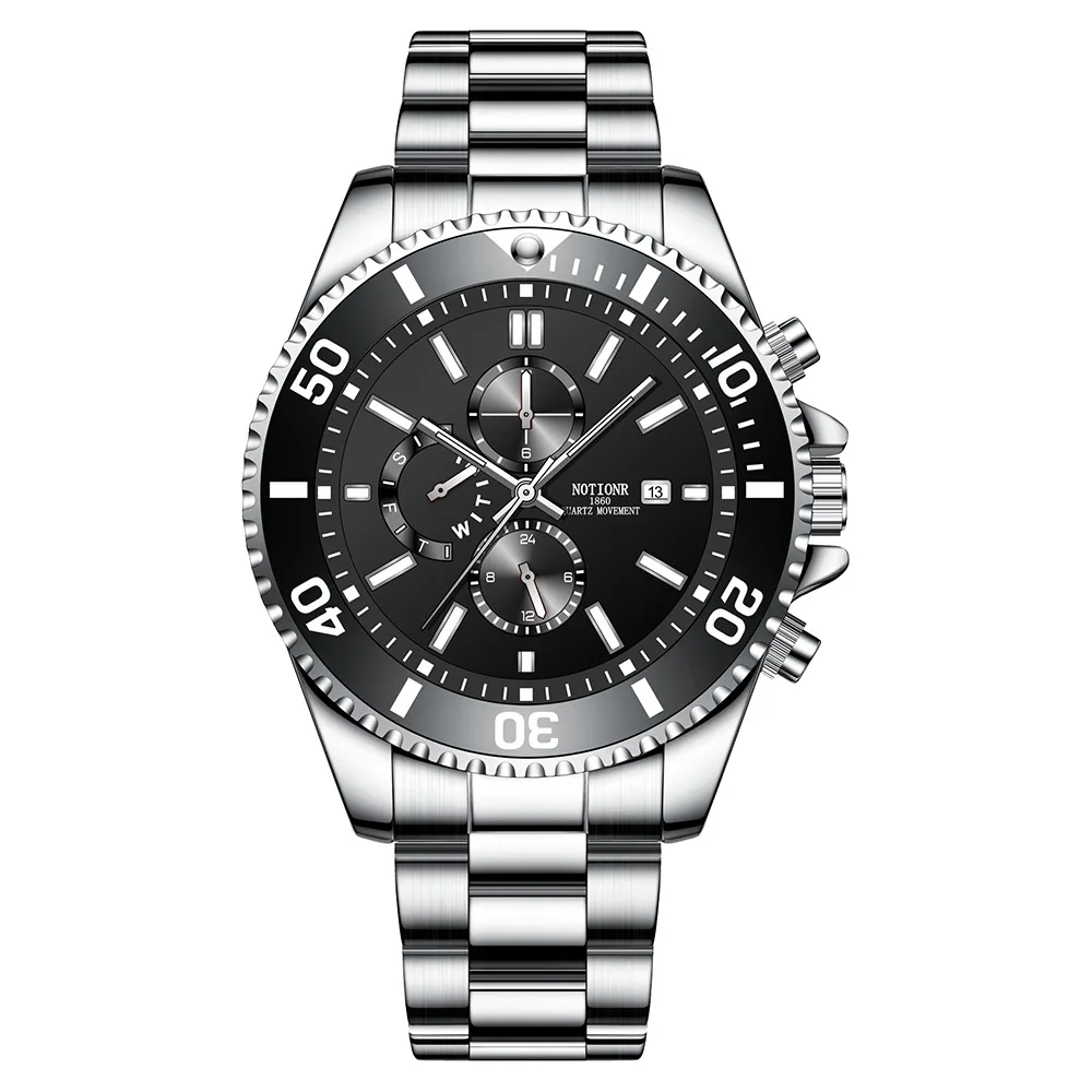 Relógio fantasma de água verde automático masculino, impermeável, luminoso, calendário, quartzo, relógios casuais para homem