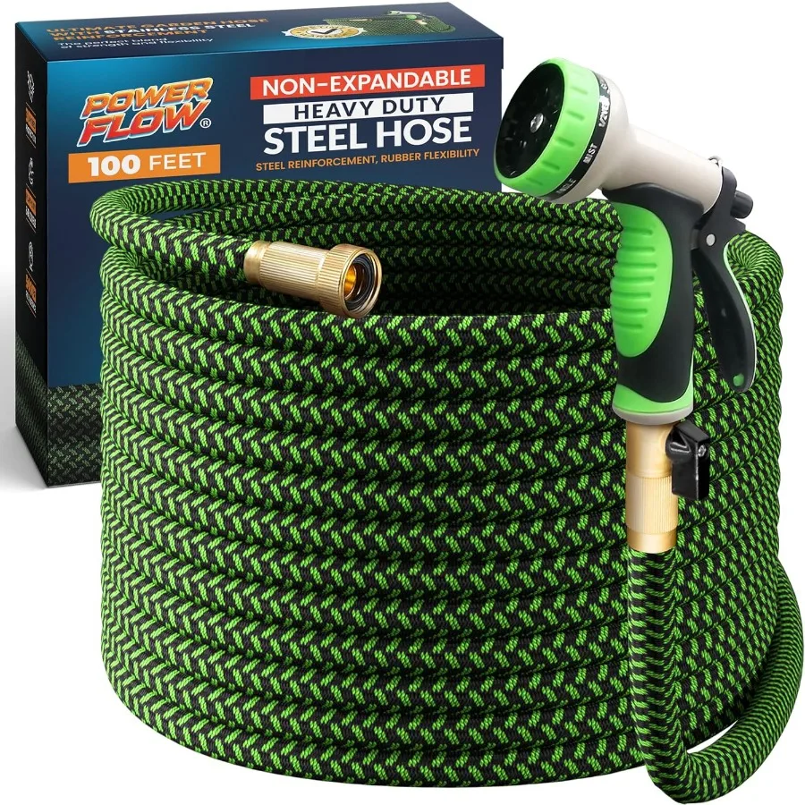 

Garden Hose NONEXPANDABLE 100ft Premium Quality Stainless Steel Metal Water Hose with Durable Fabric Skin Ideal for Commercial