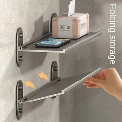 Bathroom storage shelf Perforation-free aluminum storage shelf Foldable wall bathroom washbasin cosmetics storage shelf