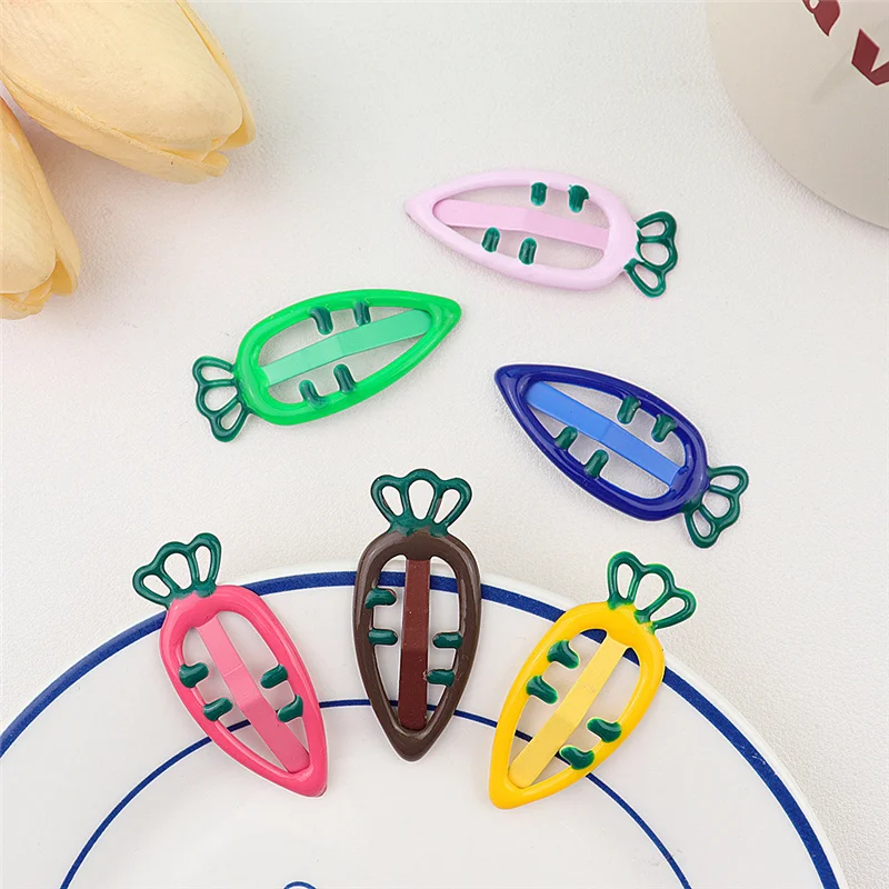 10Pcs/Lot Children Hairpin Carrot Candy Color Hair Accessories Hollowed BB Clip Cute Headwear Side Bangs Hairpin Girls Headdress