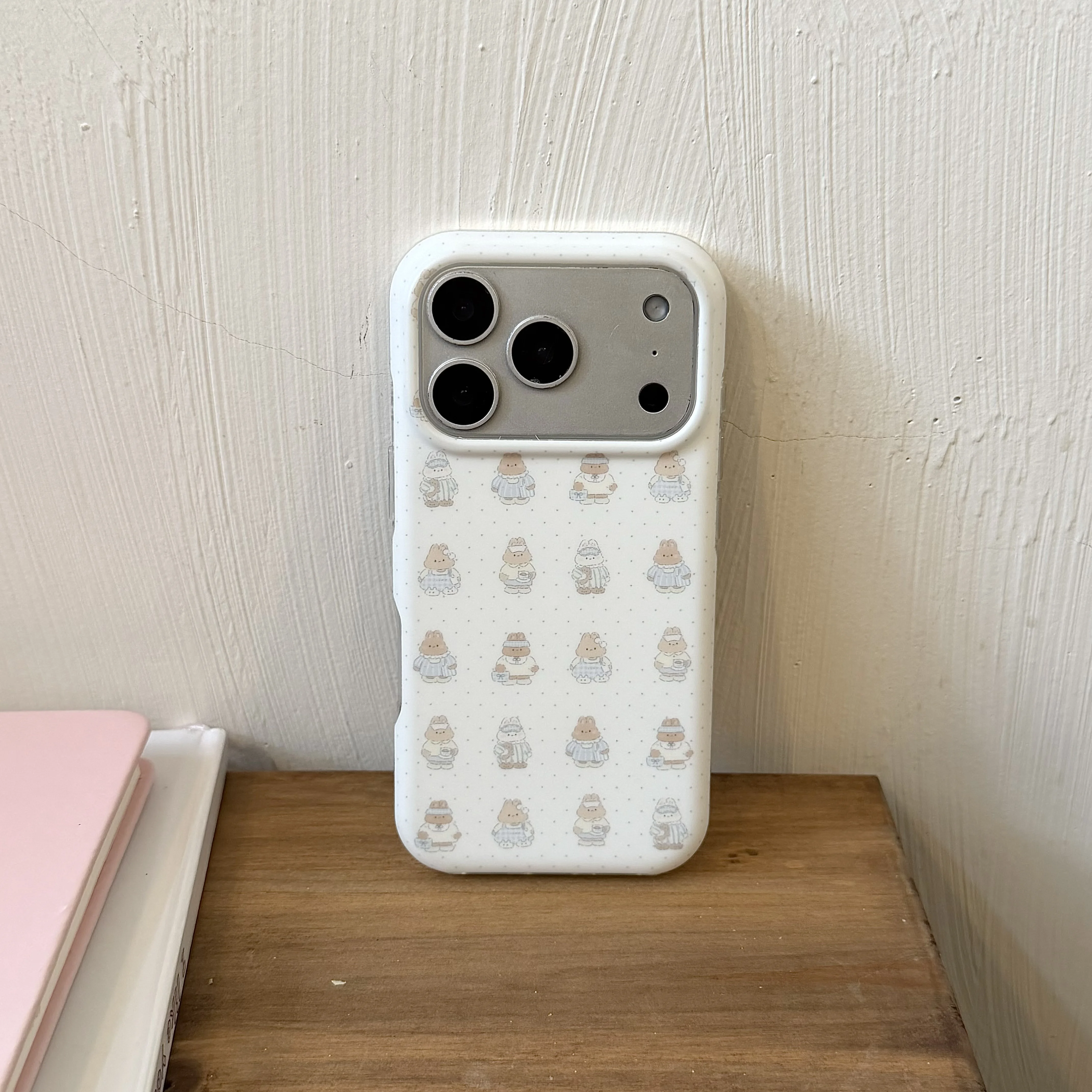 

Mini Bunny Polka Dot Full‑Print Cute Cartoon Animal Print Phone Case for iPhone 17 16 15 14 13 Pro Max Back Phone Cover Capa