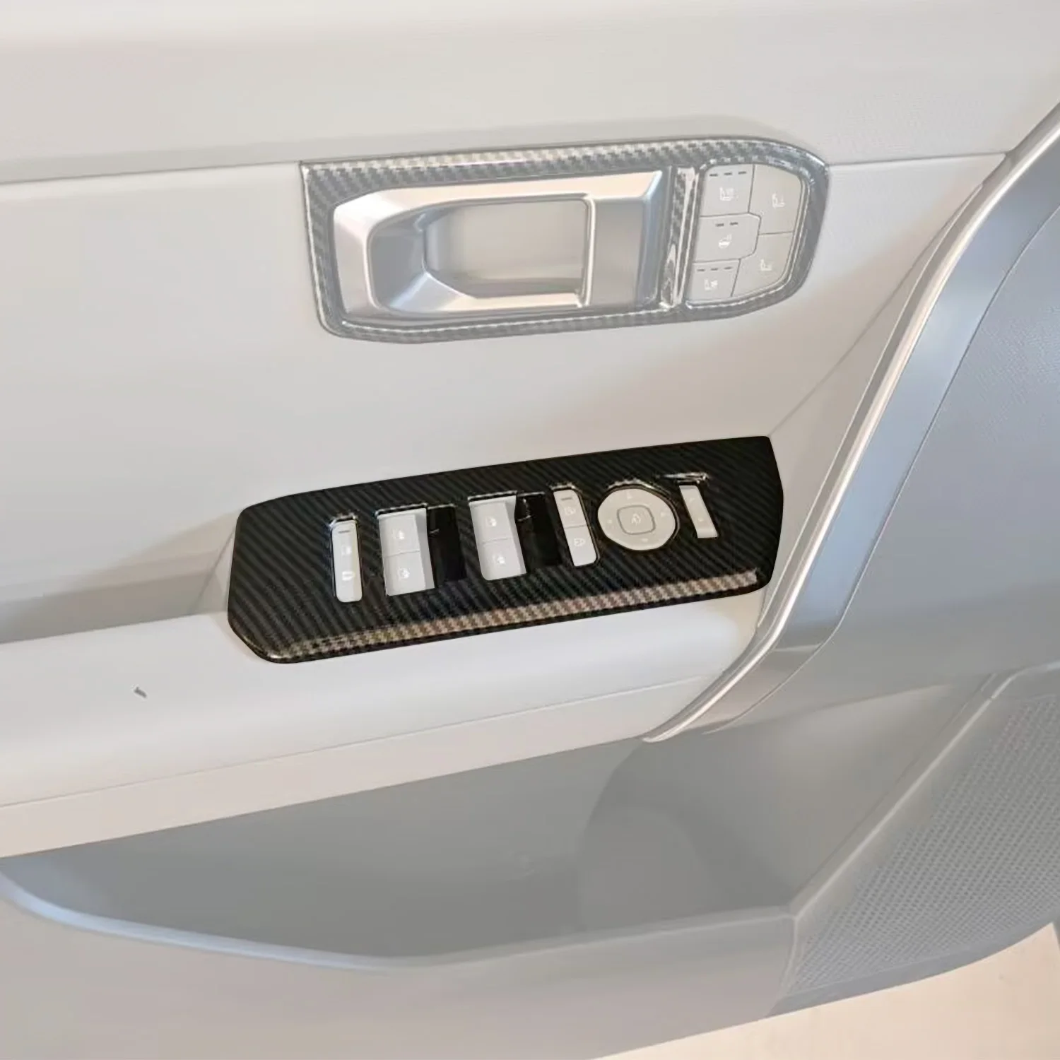 

For Kia Seltos SP3 2026 Car Accessories Window Switch Door Armrest Trim Cover Trim Sticker ABS Carbon Fiber Black 4pcs