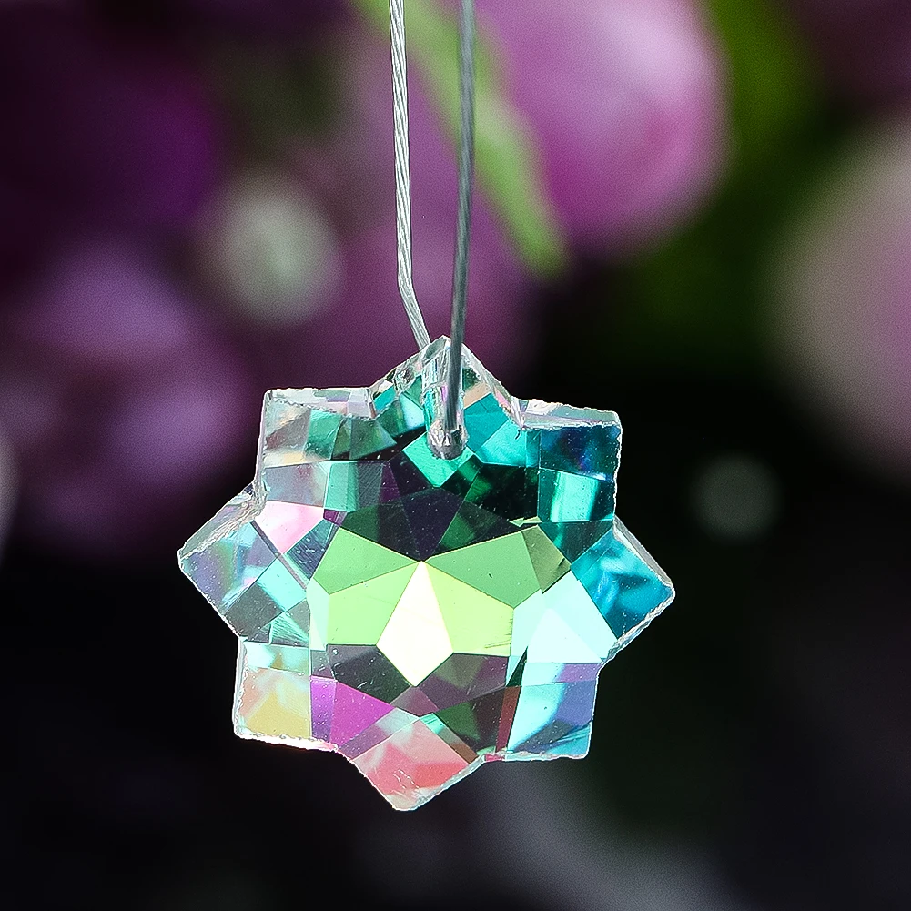 

6pcs Prismatic Snowflake AB Color Crystal Multifaceted Prism Suncatcher Chandelier Component Jewelry Earrings Pendant Decoration
