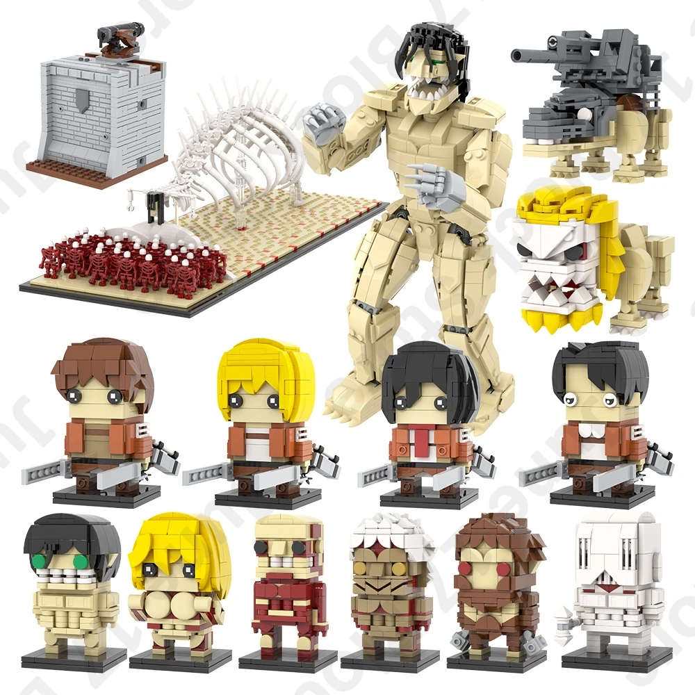 MOC Attack On Titans Bricks Giant Anime Figures BrickHeadz Compatible Building Blocks Set Toys For Children Adults Friends Gifts