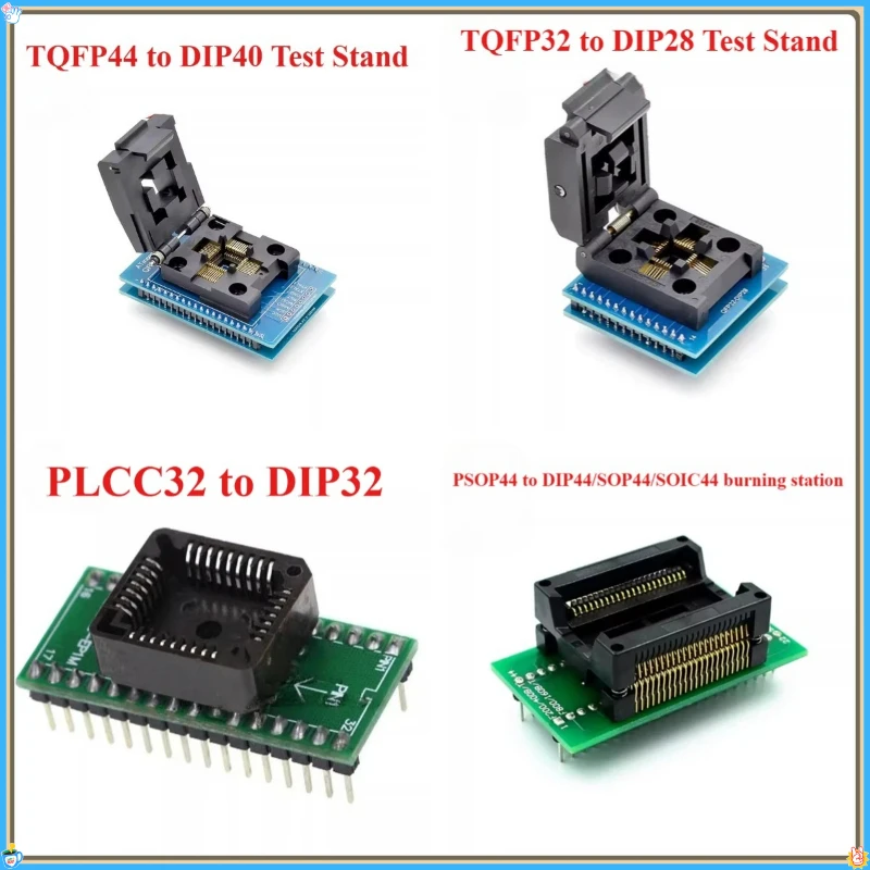 1 قطعة TQFP32 إلى DIP28 TQFP44 - DIP40 PSOP44 - DIP44 PLCC32 إلى DIP32 المقبس/مقعد التشغيل #1