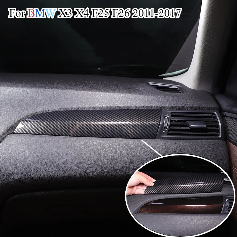 

Для BMW X3 X4 F25 F26 2011-2017 ABS углеродное волокно центральная консоль автомобиля второго пилота крышка панели отделка наклейки аксессуары для интерьера автомобиля