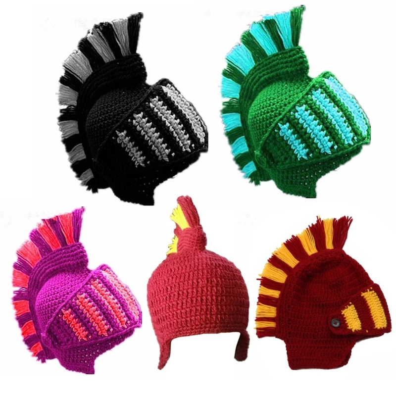 Knit Hat Faux Wool Roman Cosplay Knight Helmet Fake Skull Windproof Mask Dropshipping