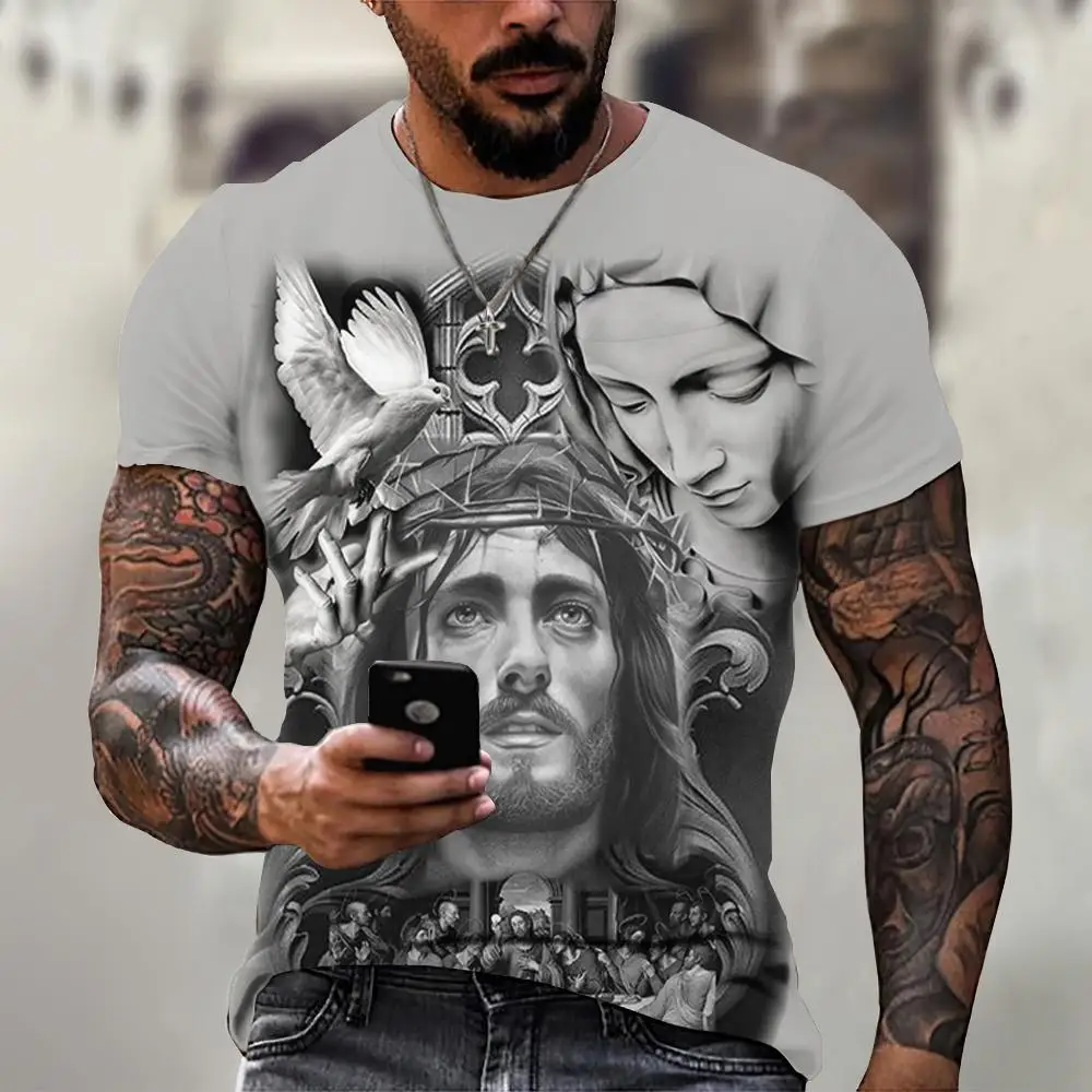 

Summer street fashion mens clothing short sleeved tees 3D printed character avatar Harajuku graphic t shirt loose round neck top