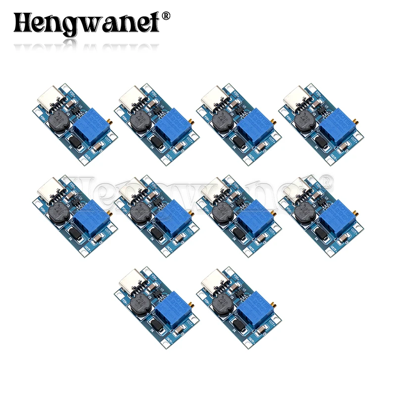 10pcs MT3608 Adjustable Step Up Module Voltage Regulator Micro USB Type-c Plug 2V-24V to 5V-28V 2A Step-Up DC-DC Boost Converter