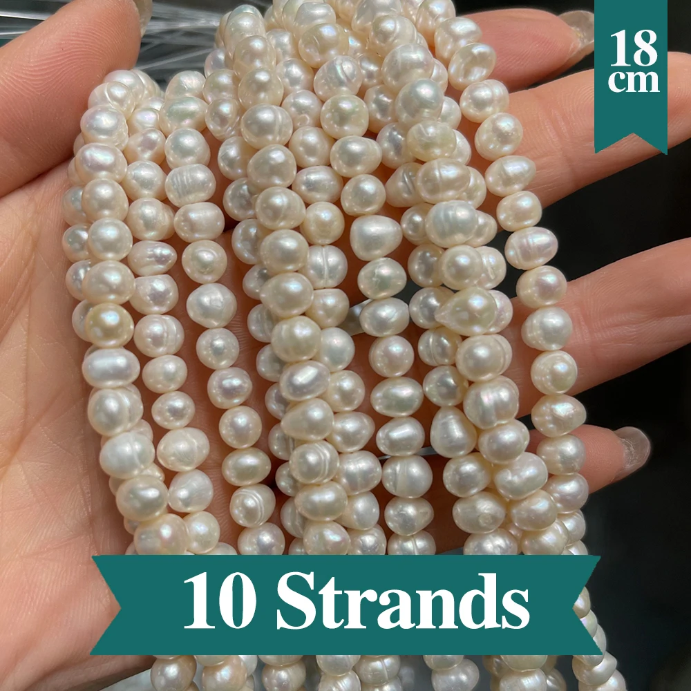 10 strands Punch Natural Freshwater Pearl Beads Round Pearl Loose Spacer Beaded for Making DIY Jewerly Necklace Bracelet 4-10mm