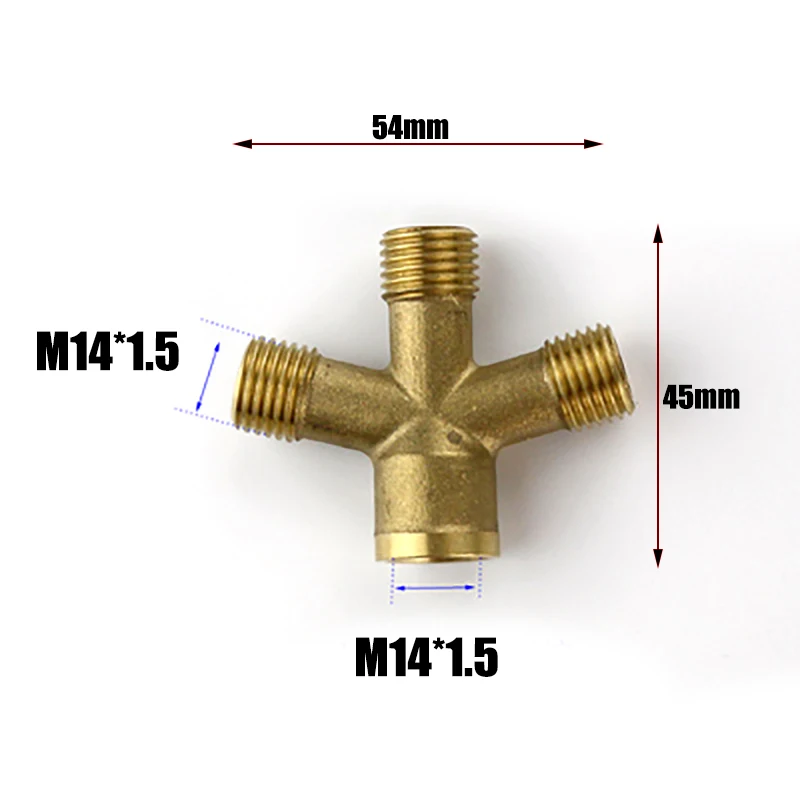 1PC M14*1.5 Copper Connector 1/4\'\' 3 Way 4 Ways Brass Adapter PT Screw Electric Washer Sprayer Connectors