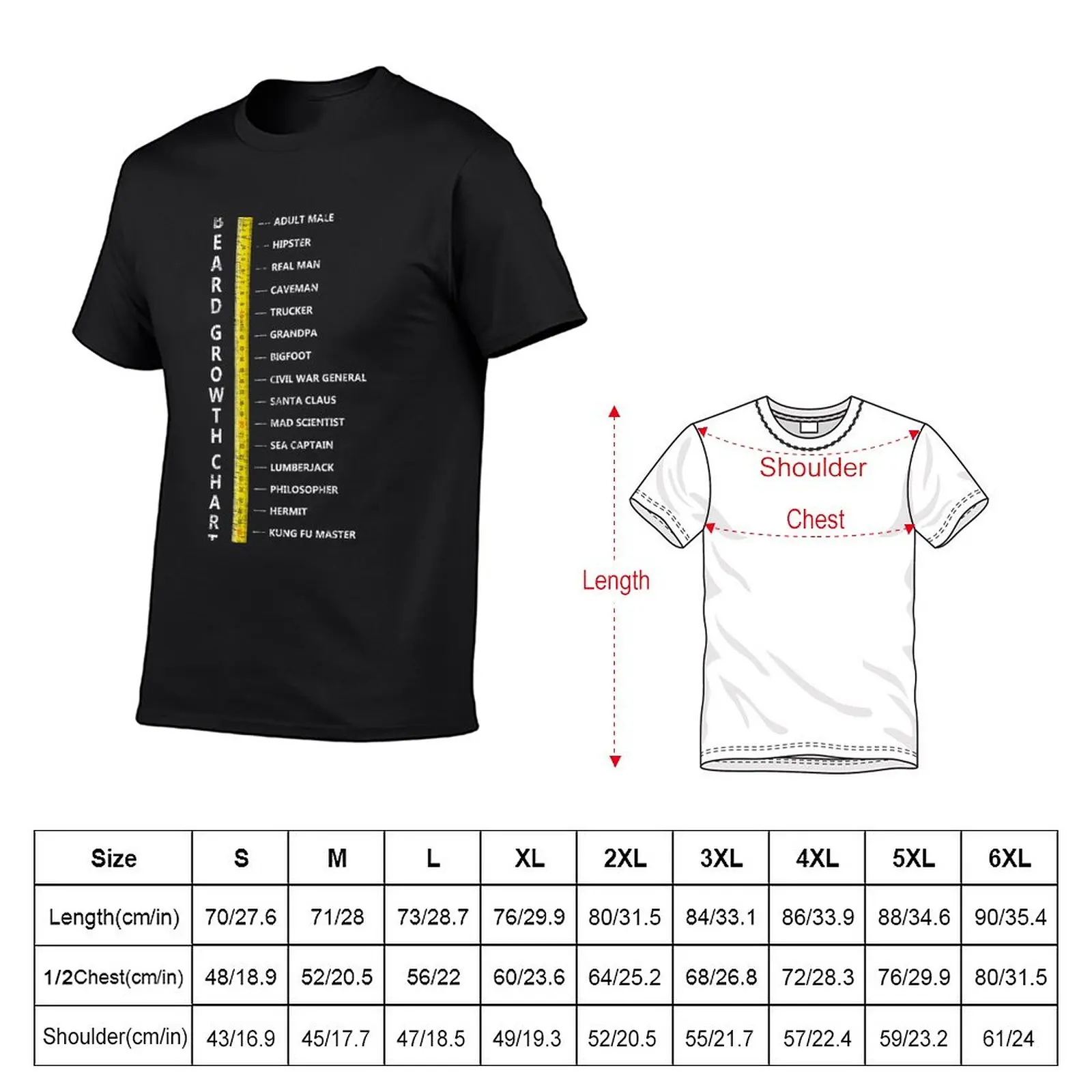 New Mens Beard Length Growth Chart Ruler T-Shirt sports fan t-shirts cute clothes tshirts for men