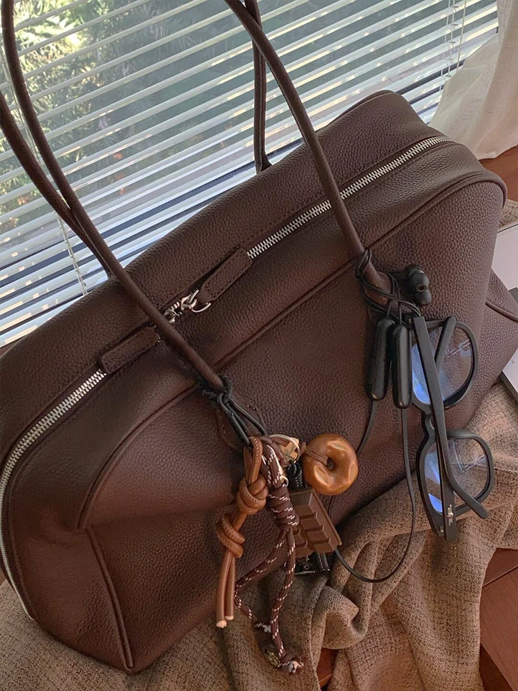 

Large Capaci Genuine Leather Tote Bag Women's 2025 New Luxury High-End Single oulder Bowling Boston Bag