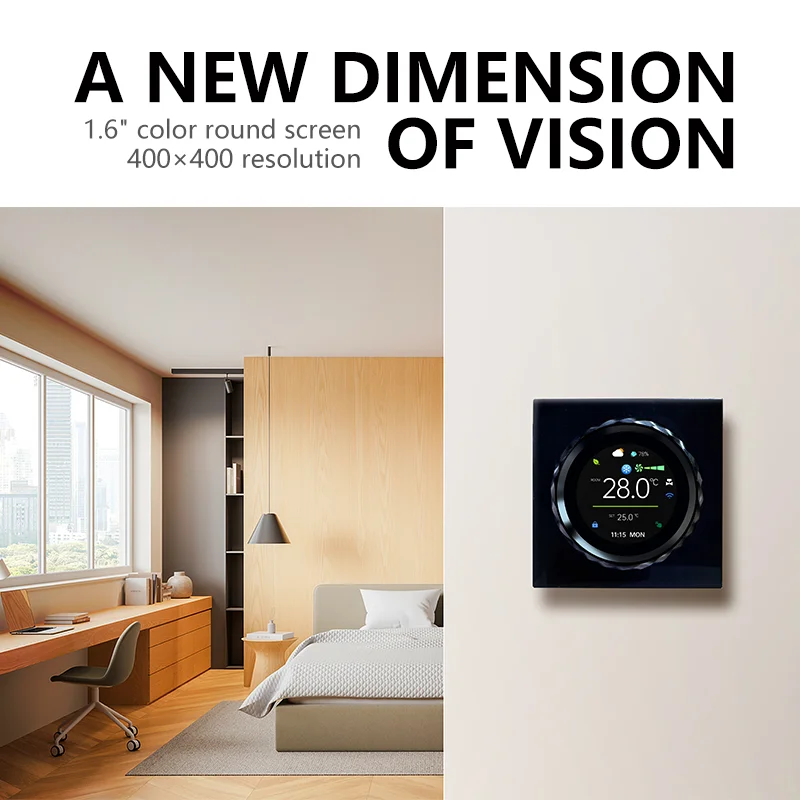 ترموستات بمقبض هوائي ذكي جديد BAC-2007 مع شاشة دائرية TFT مقاس 1.6 بوصة للفيلا