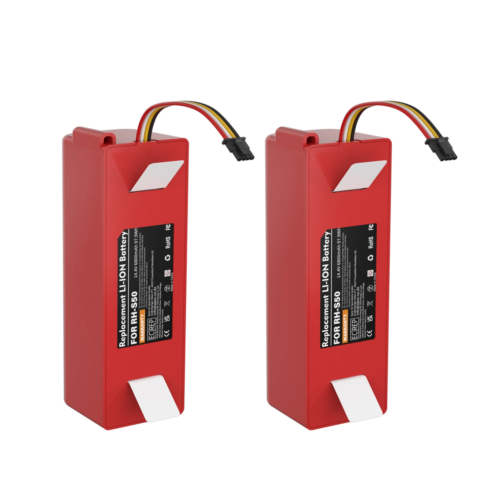 14,4V 6800mAh Ersatzakku für Xiaomi S50, kompatibel mit Roborock S55 S60 S65 S50 S51 S5 1S Staubsauger, wiederaufladbarer Akku