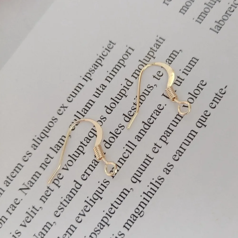 14K Gold-plated Beads with Spring Ear Hooks, Flat Ear Hooks, Diy Earring Materials and Accessories