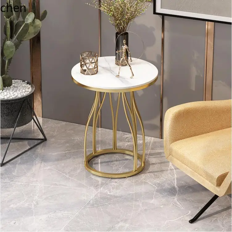 Zml moderno e minimalista mesa de centro de mármore casa sala estar dupla camada mesa lateral redonda pequena mesa de centro