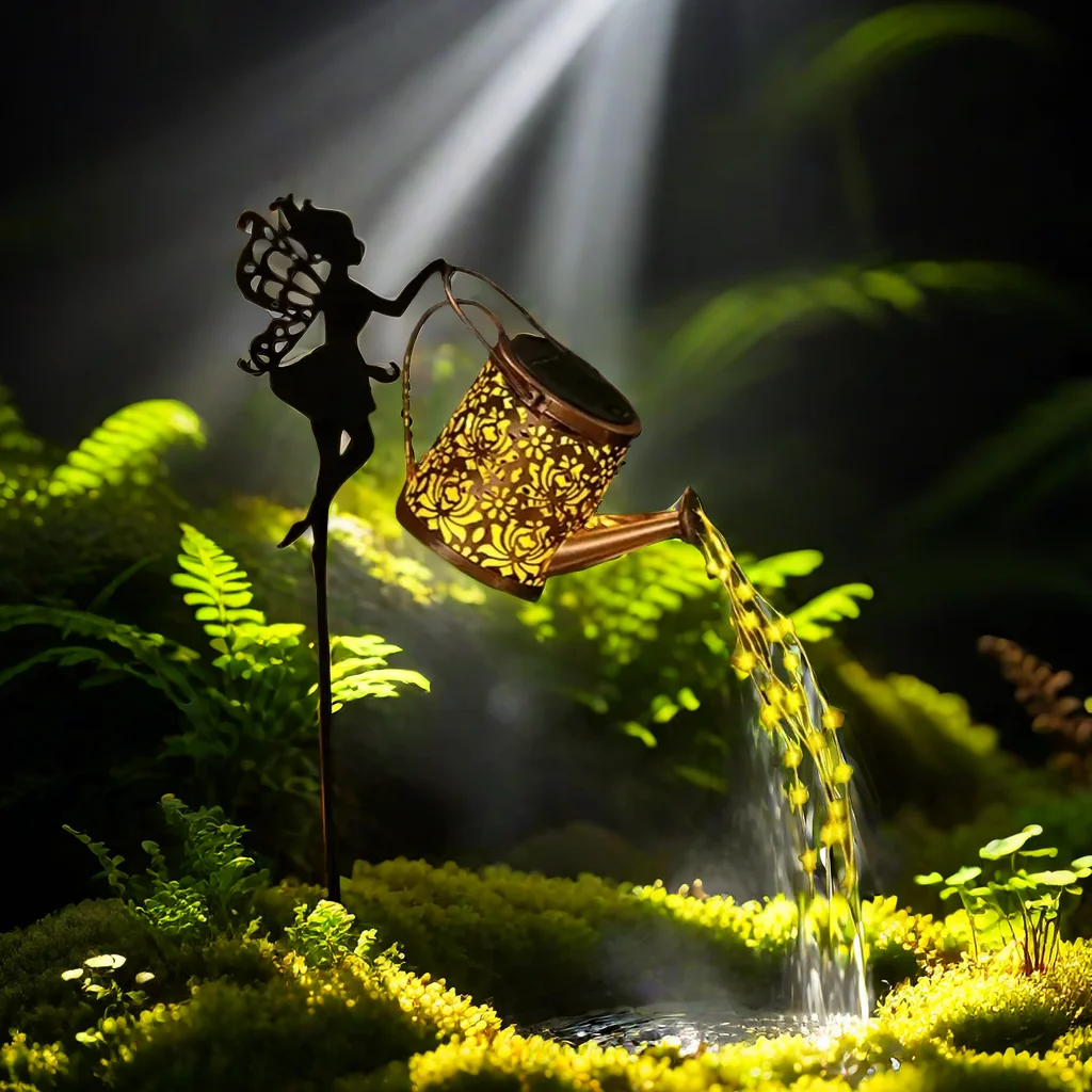 1PC Enchanted Iron Solar Fairy Lamp - Whimsical Tea Kettle Design, IP65 Waterproof for Magical Patio/Garden Nights