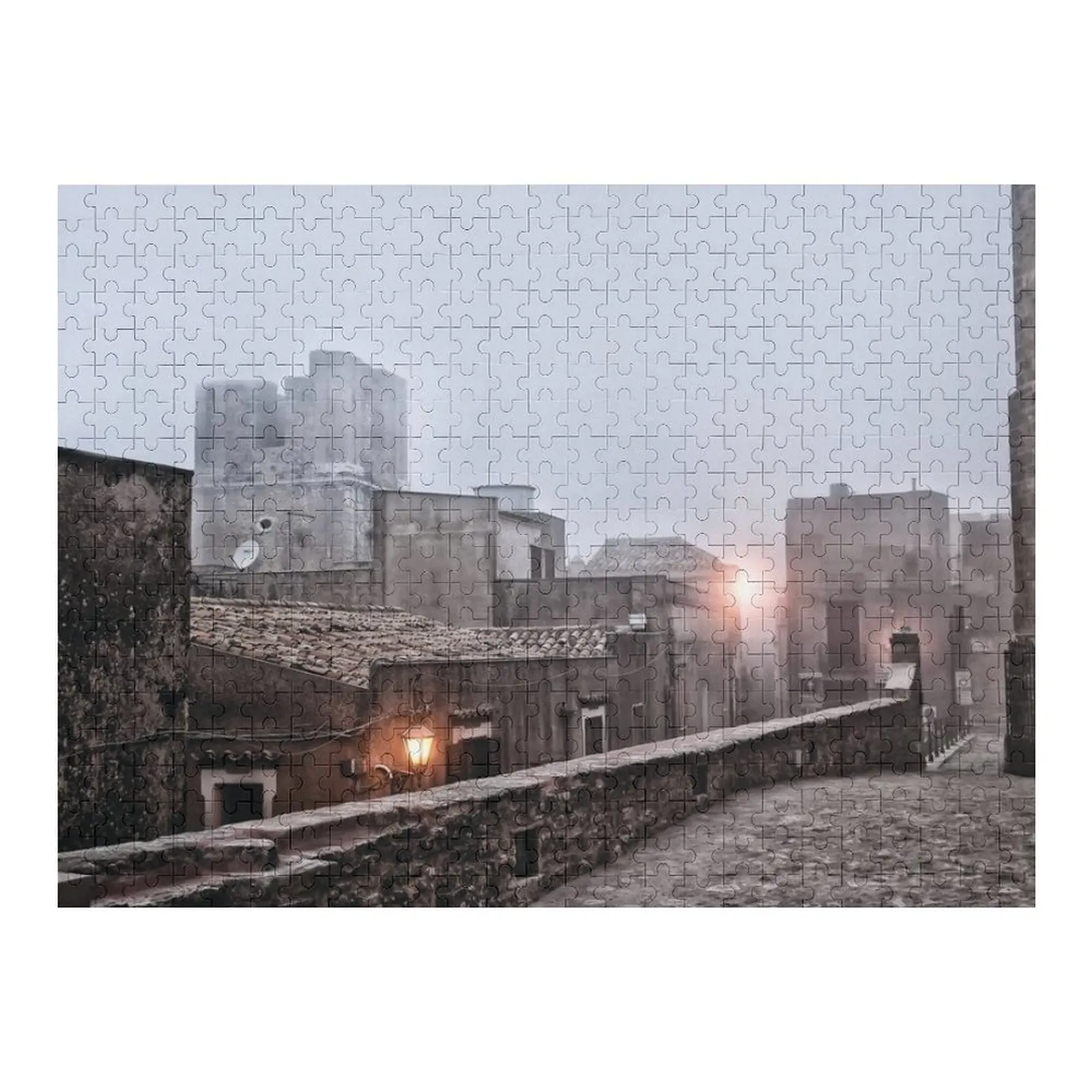 

Erice Sicilian Village in the mist Jigsaw Puzzle Custom Wooden Gift Picture Custom Name Child Toy Puzzle