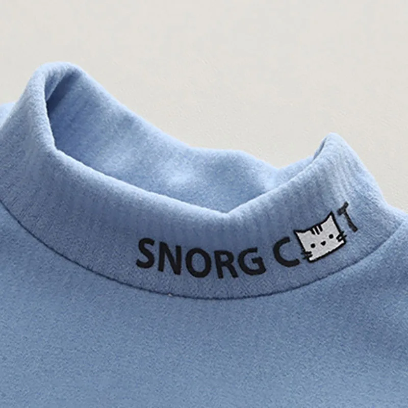 Multi Color Fleece Cute Base Kids Undershirt for Girls Boys Children Warm Soft High Collar Kids Girls Bottoming Shirt 3-10Y