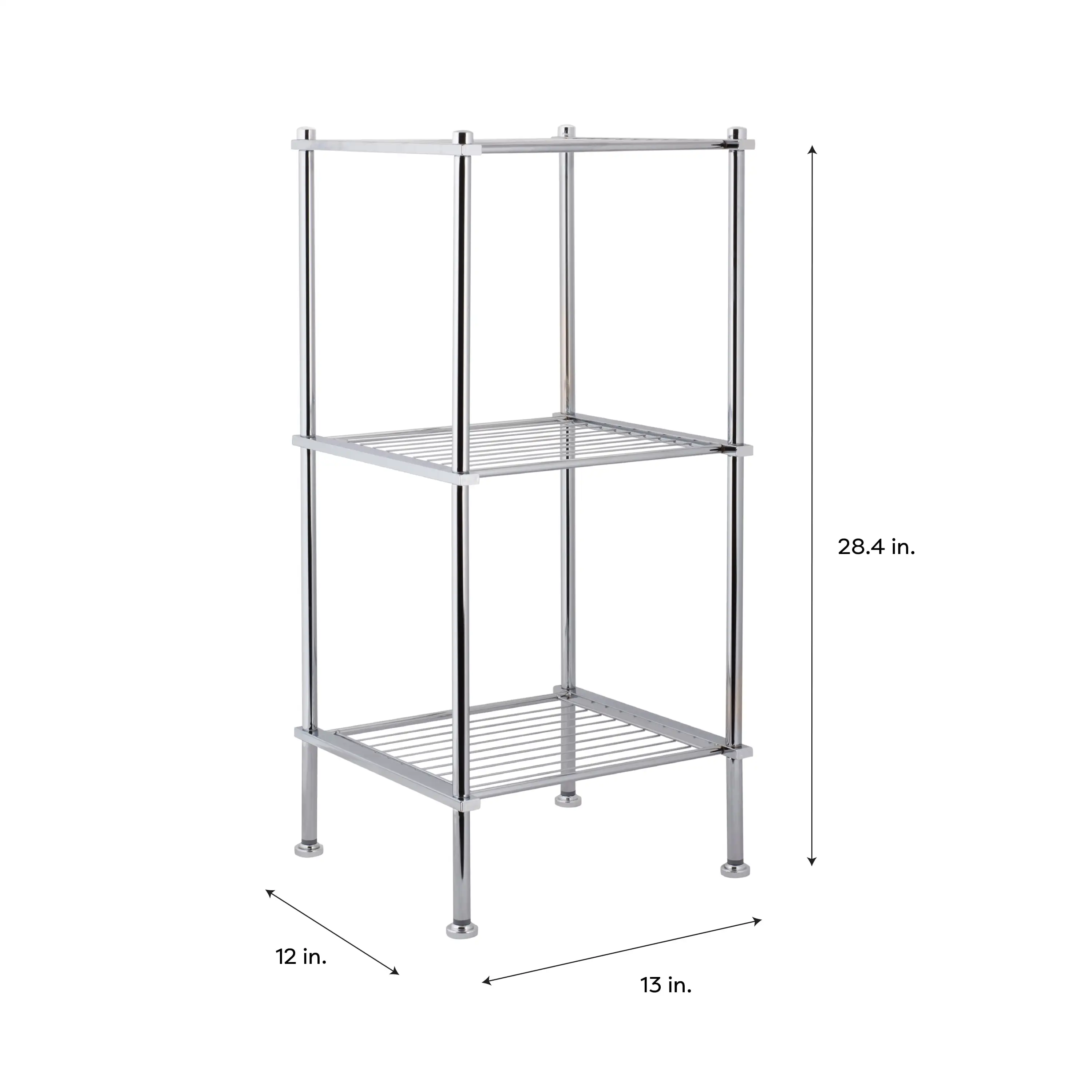 Organize It All 3 Tier Freestanding Shelving Tower in Chrome