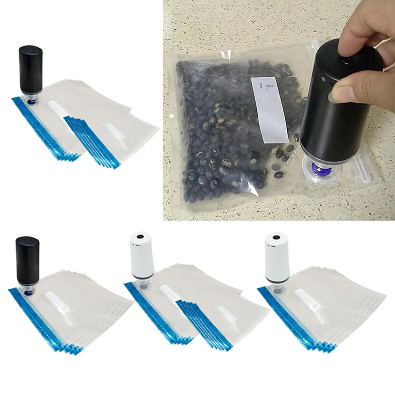 Máquina seladora a vácuo portátil multifuncional com preservação de sacos a vácuo reutilizáveis para alimentos