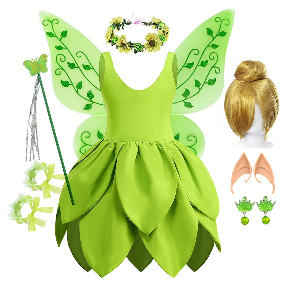

Fairy Green Dress for Girls Halloween Green Cosplay Kids Party Stage Performance Costume Birthday Party Gowns Ruffles Dresses