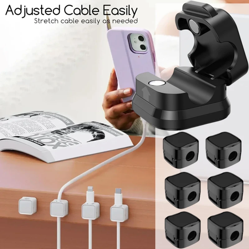 

Mini Square Magnetic Cable Clip For Car Adjustable Cable Organiser Clip Mark-Free Fixing Hole-Free Storage Tool Car Accessories