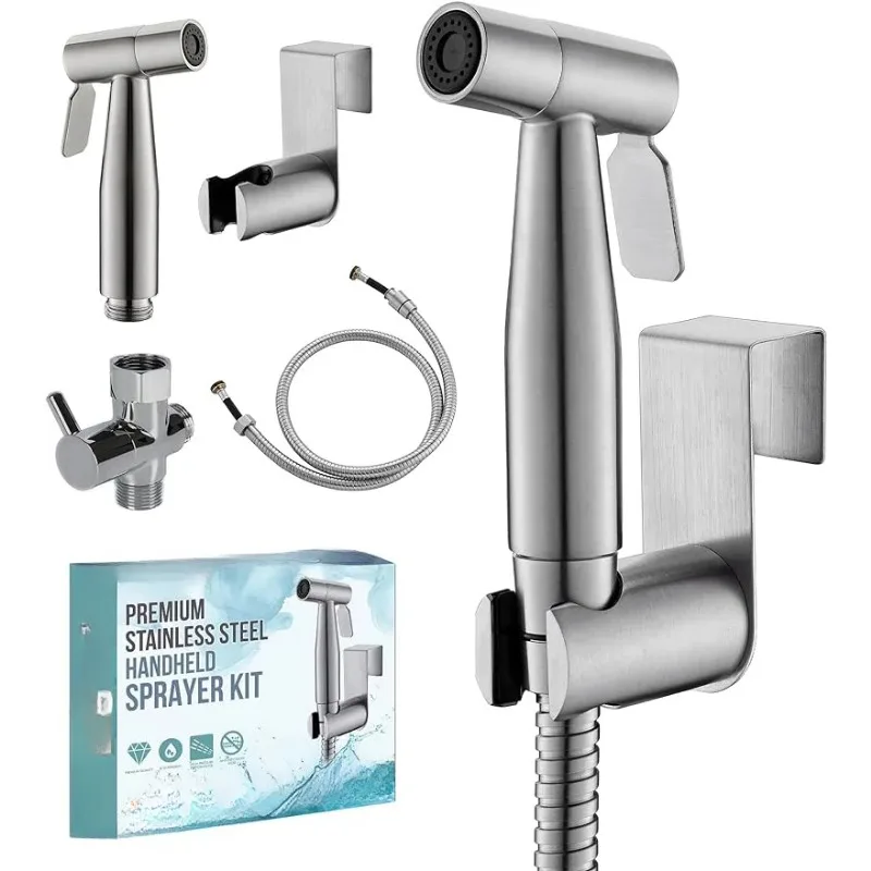 

Handheld Bidet Sprayer Kit, Stainless Steel Bidet Attachment for Toilet and Wall Mounting Options Multifunctional Handheld Bidet