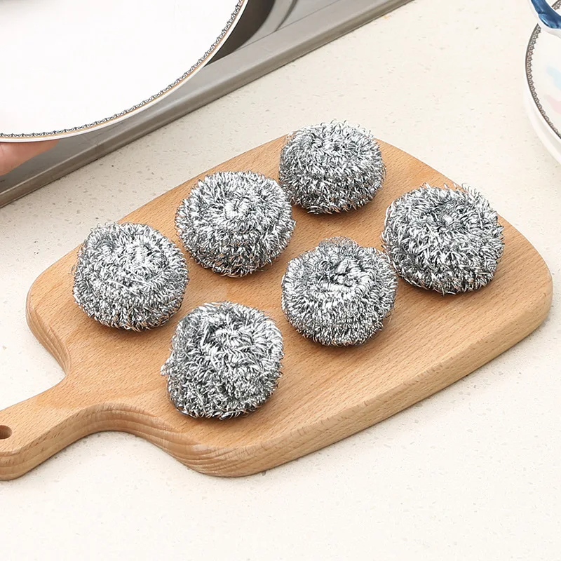 

6Pcs Stainless Steel Scouring Ball Cleaning Set Scouring Sponge Cleaning Metal Scrubber Ball Scouring Pad Cleaning Brushes