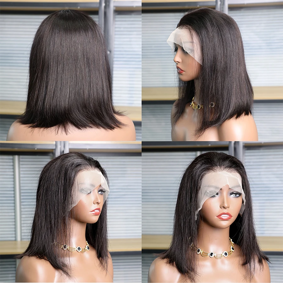 250 الكثافة مستقيم قصير بوب HD الدانتيل الجبهة باروكة من شعر طبيعي للنساء البرازيلي غلويليس شعر مستعار أمامي 99J بورجوندي الزنجبيل البرتقالي #4