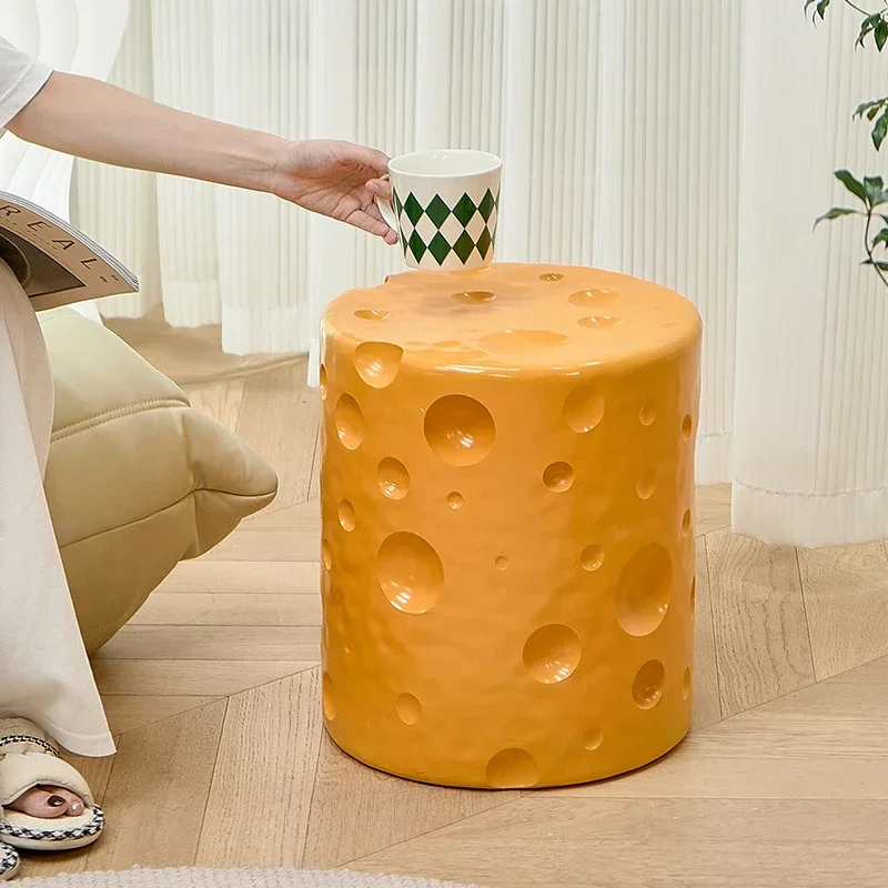 Ins Creative Coffee Table Cheese Edge Side Table High End Pink Cylindrical Coffee Table Stable and Sturdy Stool