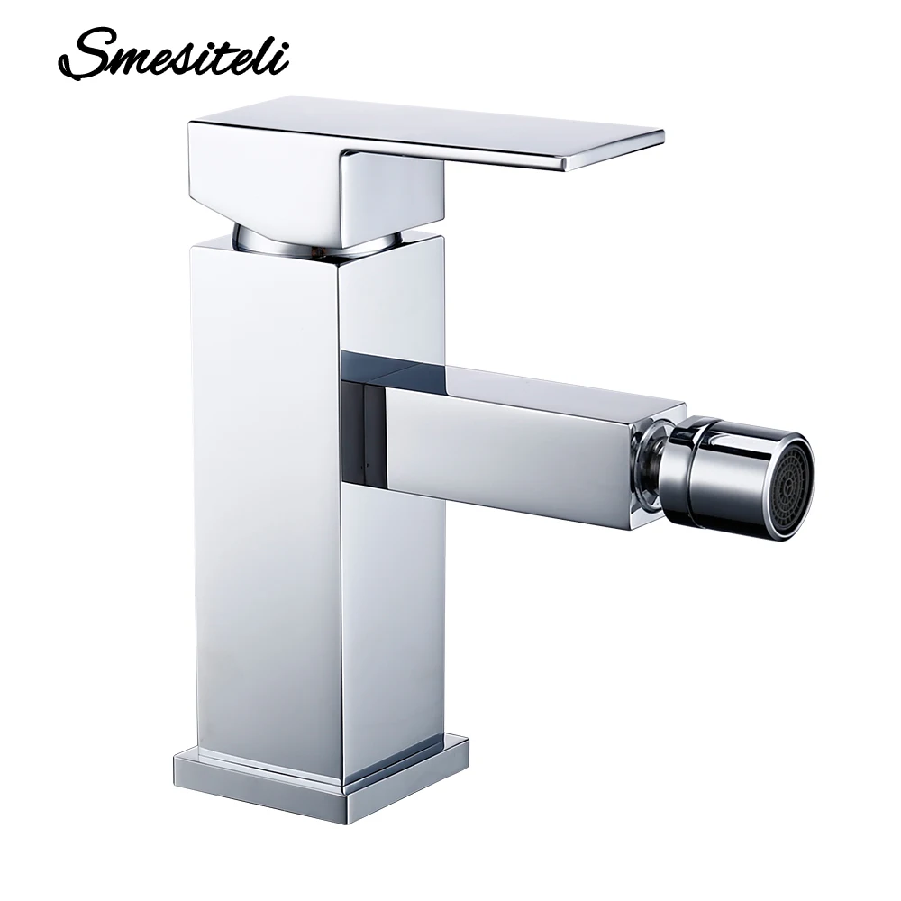 Chrome Bathroom Sink Faucet 360 To Rotate Bidet Spare Mixer Square Single Handle One Hole Hot And Cold Water Tap