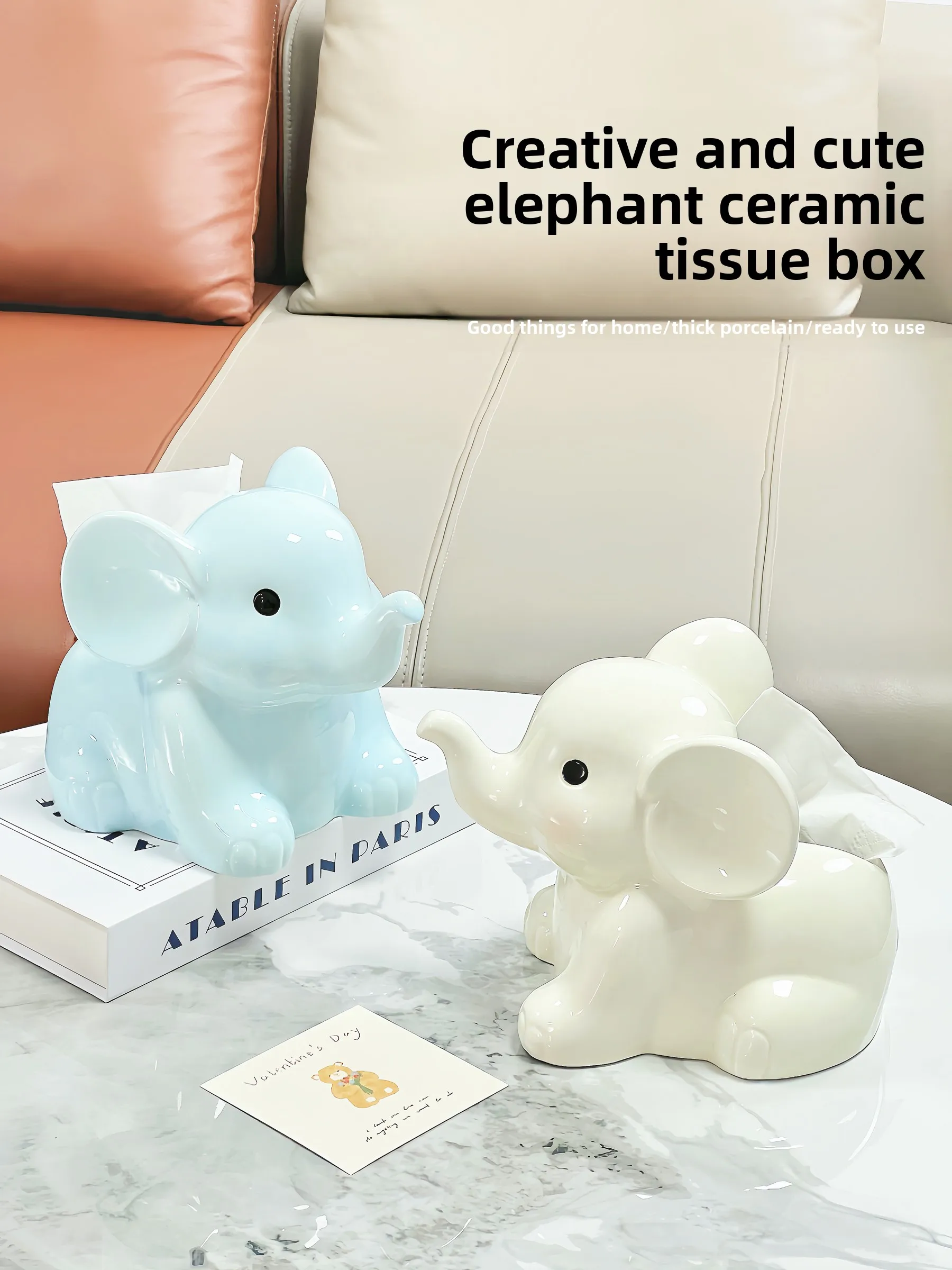 

Cute Elephant Cerc Tissue Box Home Living Room Table Decoration Creative Napkin Der Box High-End Feeling Tissue Box