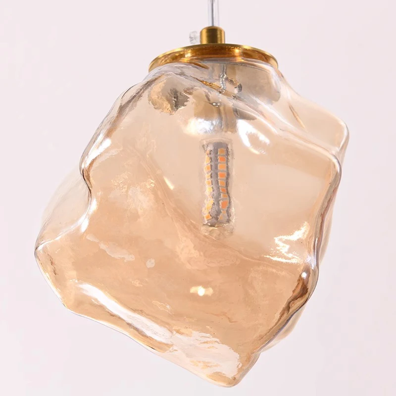 Lampadario a LED in vetro fulvo di design moderno, lampadario a soffitto regolabile in altezza per l'illuminazione del soggiorno della villa dell'hotel