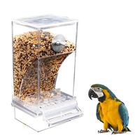 Automatic Bird Feeder Pets Parrot Feeder Drinker Clear Acrylic Seed Food Container Birds Cage Parakeet Canary Finch Accessories