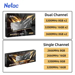 Netac DDR4 8GB 16GB Memoria Ram DDR4 2666 3200 3600 Memoria Desktop Dimm con dissipatore di calore XMP per PC