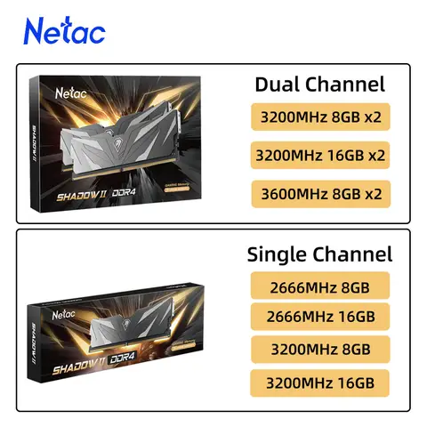 DDR4 8GB 16GB RAM with Heat Sink Netac