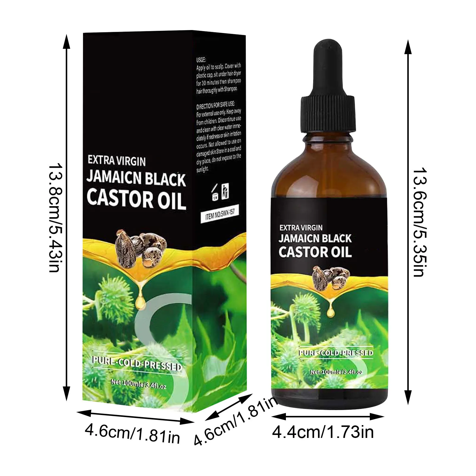 Jamaican Black Castor Oil Organic Castor Oil Cold Black Castor Oil Organic For Body Hair Skin,Massage Oil Hair Nourishing 100ml view 3
