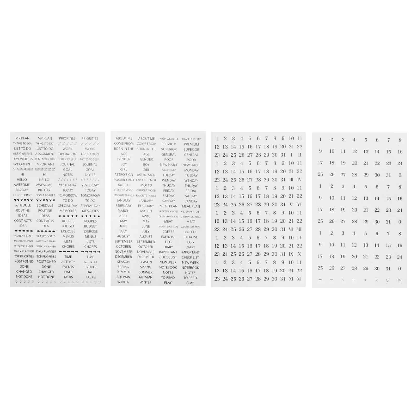 4 Sheets Planning Month Stickers DIY Planner Journal Accessories Scrapbook Supply Diary Scrapbooking Supplies Calendar